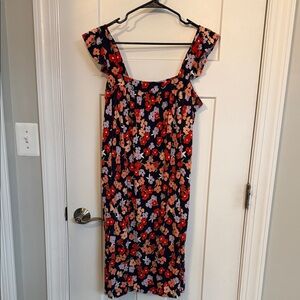 Ann Taylor Factory Black Floral Midi Dress
